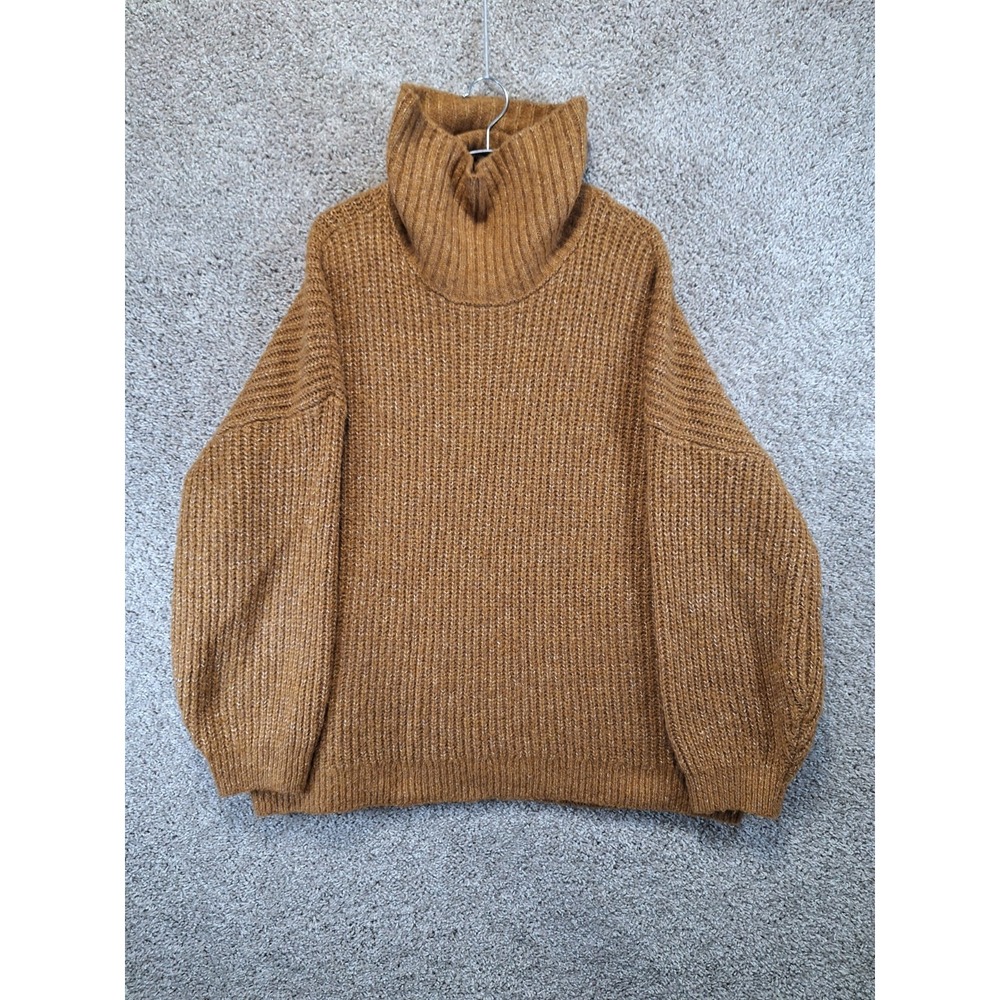 Old Navy Sweater Women's XL Tunic Length Brown Marled Knit Turtleneck Pullover